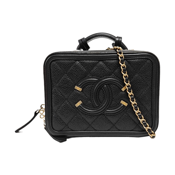FILIGREE Small Quilted Grained Calfskin Black