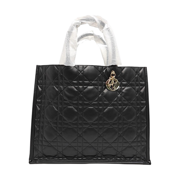Book Tote Large Cannage Calfskin Black