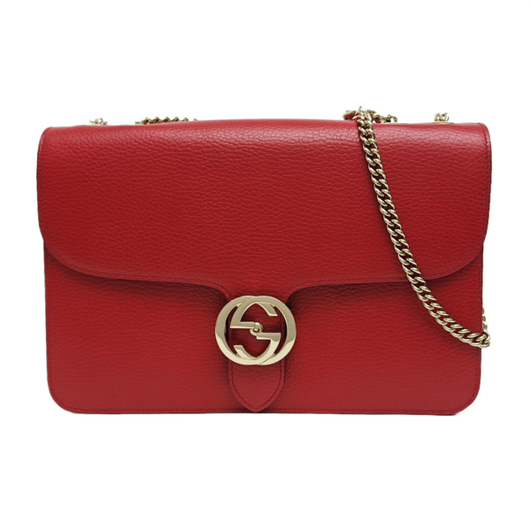 Interlocking G Large Calfskin Red