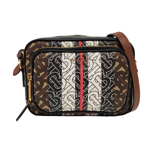 Coated Canvas Crossbody Bag Brown