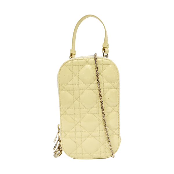 Lady Dior Mini Cannage Patent Leather Yellow