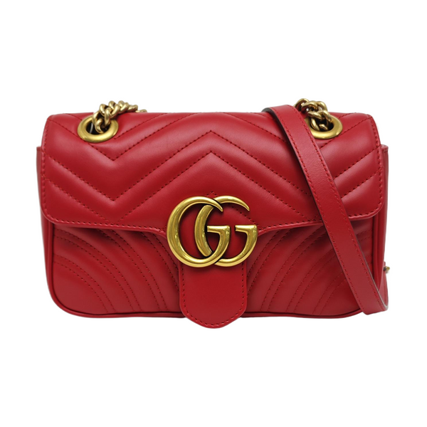 GG Marmont Small Quilted Calfskin Red