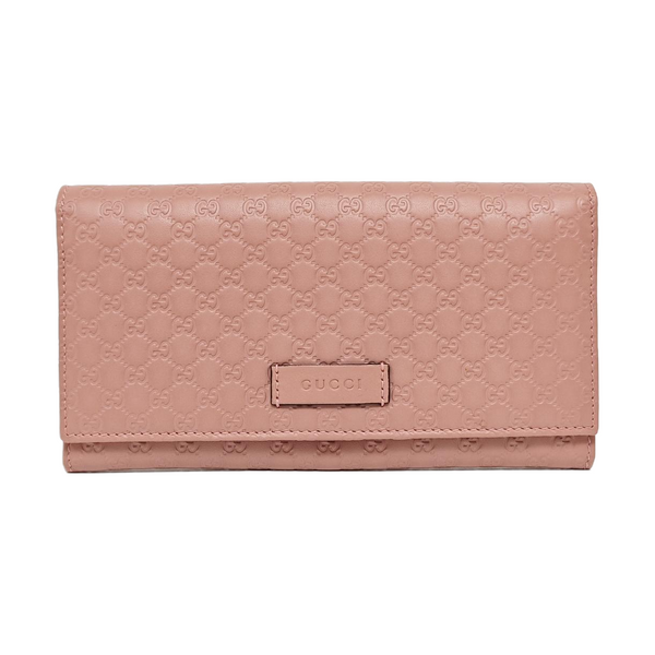 Microguccissima Monogram Calfskin Pink Wallet