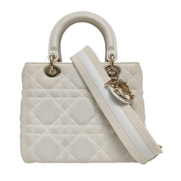 Lady D-Lite Medium Cannage Fabric White