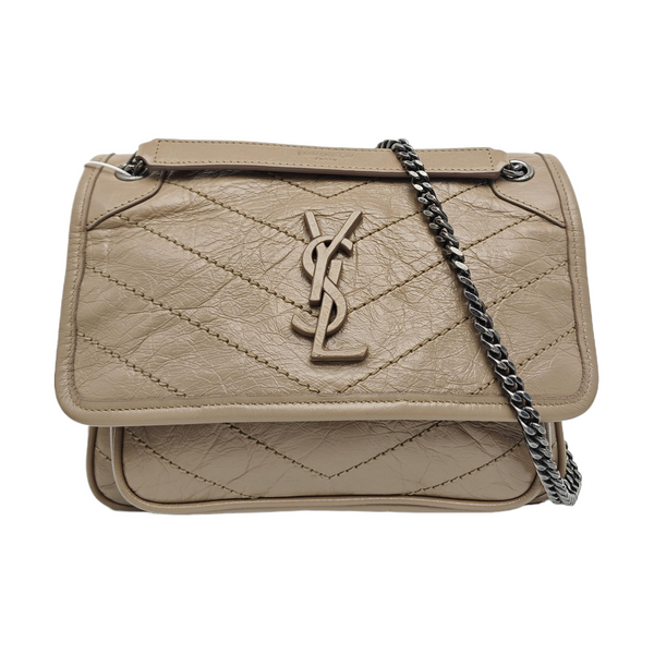 NIKI Small Chevron Calfskin Beige