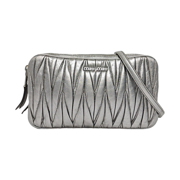 Quilted Lambskin Shoulder Bag Silver