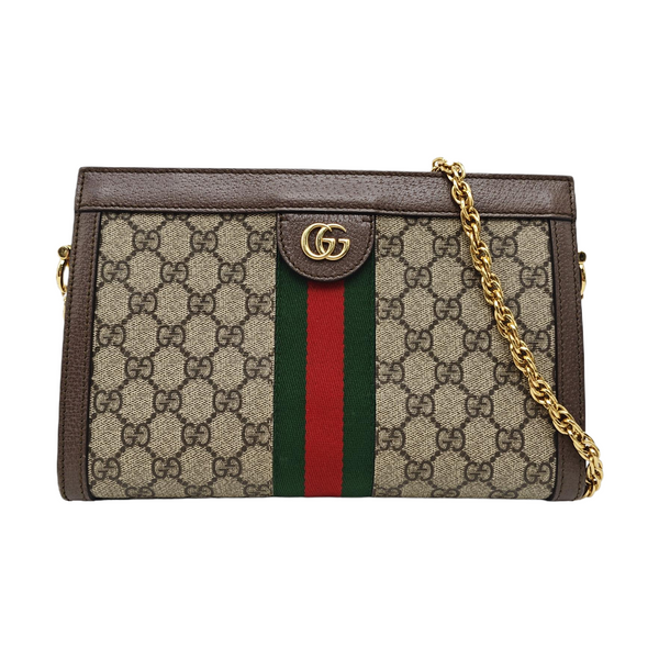 Ophidia Small Monogram Coated Canvas Beige