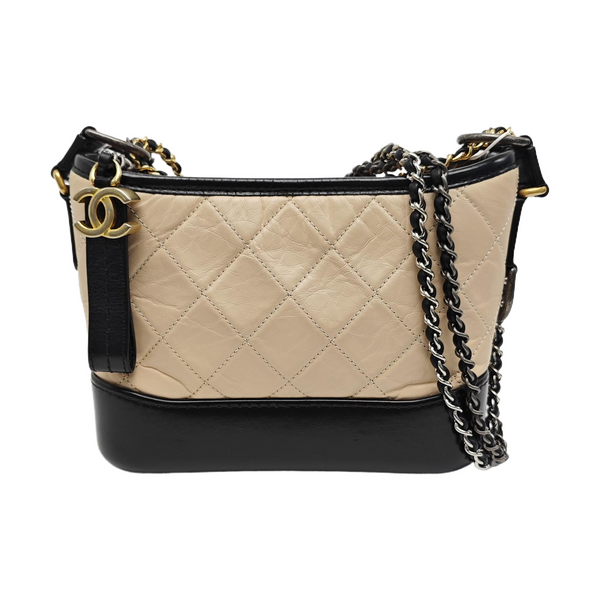 GABRIELLE Small Quilted Calfskin Beige