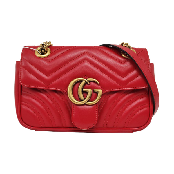 Authenticated pre-owned GG Marmont Small Quilted Calfskin Red - Crossbody Bag at Looply