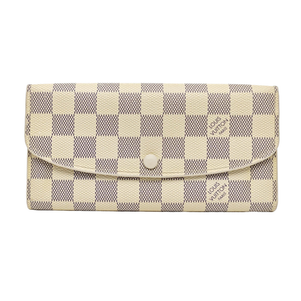 SARAH Damier Azur Coated Canvas White Wallet