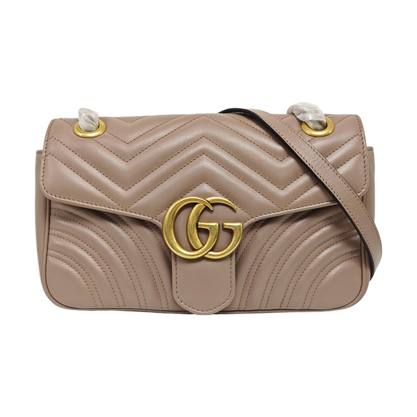 GG Marmont Medium Quilted Calfskin Gray