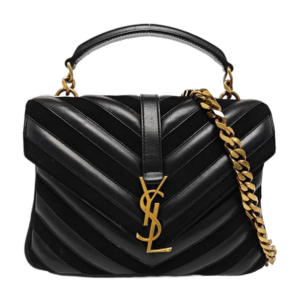COLLEGE Medium Chevron Lambskin Black