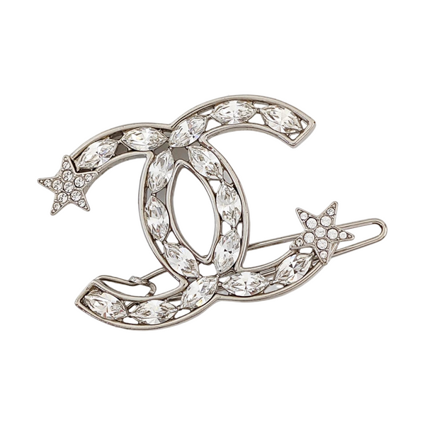 CC Logo Metal Silver Brooch