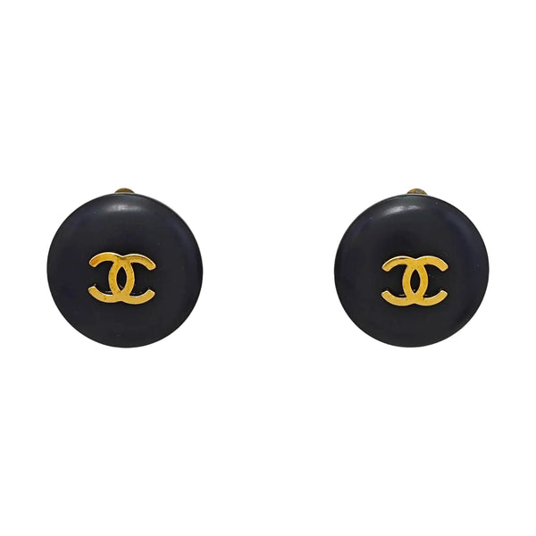 Gold Plated Black Clip On Earrings
