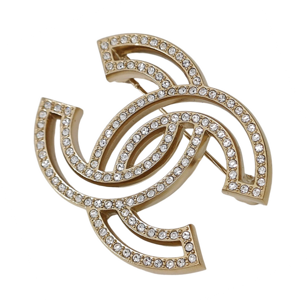 CC Logo Metal Gold Brooch