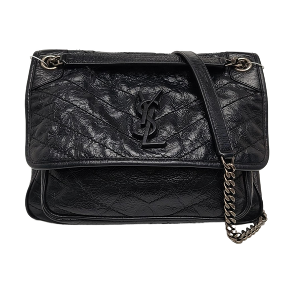 NIKI Medium Chevron Calfskin Black