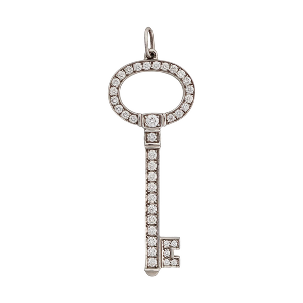 Tiffany Keys 18k White Gold Silver Pendant