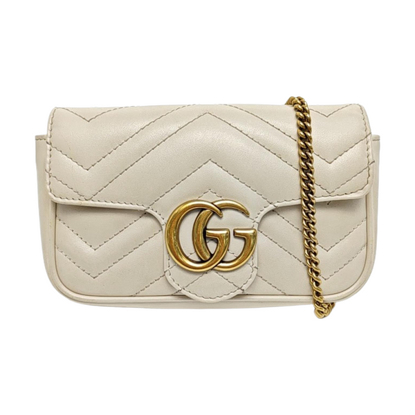 GG Marmont Mini Quilted Calfskin White