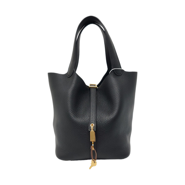 Authenticated pre-owned Picotin Lock 22 Clemence Black - Bucket Bag at Looply