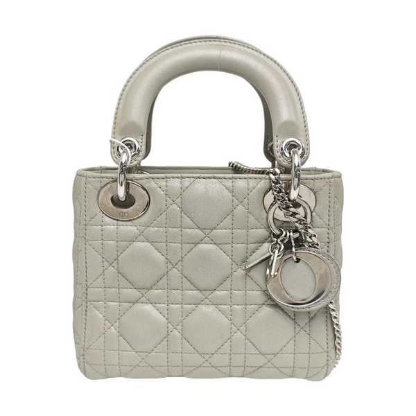 Lady Dior Mini Cannage Lambskin Gray