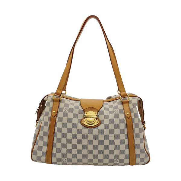 STRESA Damier Azur Coated Canvas White
