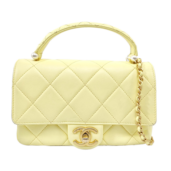 Quilted Lambskin Shoulder Bag Yellow
