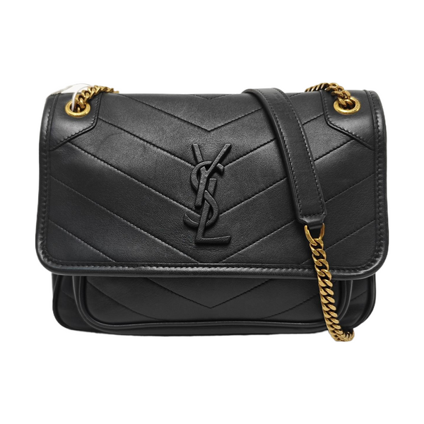 NIKI Small Chevron Lambskin Black
