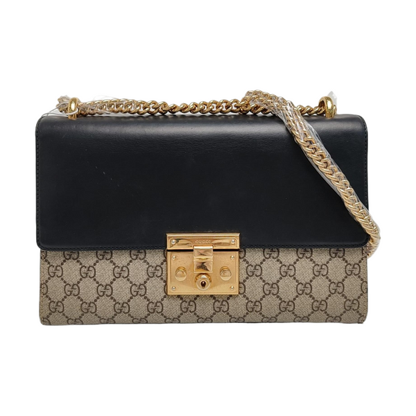 Authenticated pre-owned Padlock Medium Monogram Coated Canvas Beige - Shoulder Bag at Looply