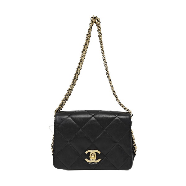 Quilted Calfskin Shoulder Bag Black
