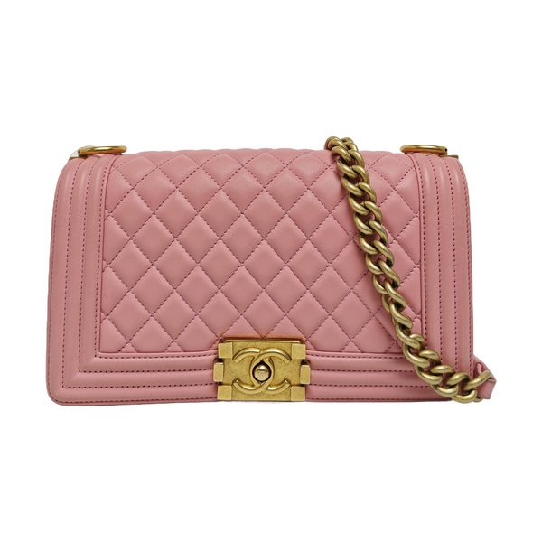 BOY CHANEL Medium Quilted Calfskin Pink