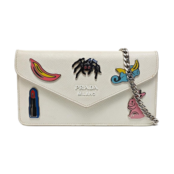 Saffiano Calfskin Shoulder Bag White