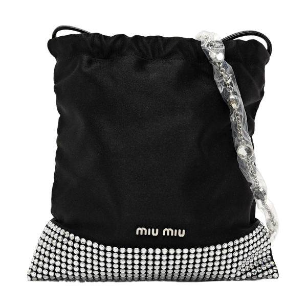 Silk Satin Shoulder Bag Black