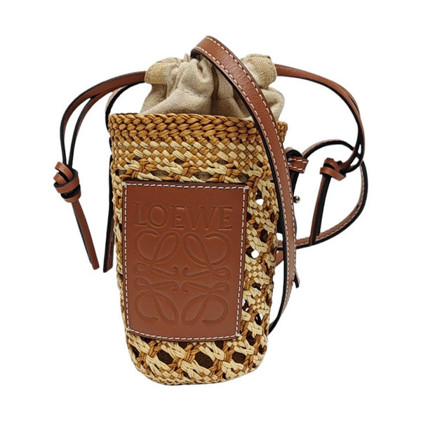 Straw Bucket Bag Brown