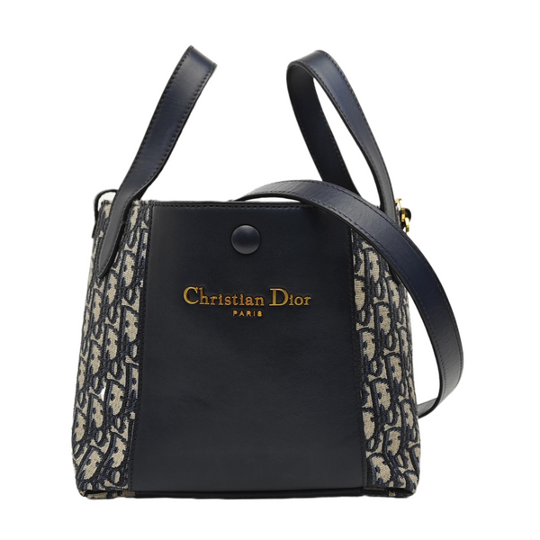 CD Signature Small Oblique Calfskin Blue