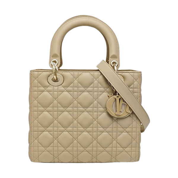 Lady Dior Medium Cannage Calfskin Beige
