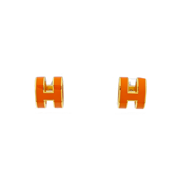 Pop H Metal Gold Stud Earrings