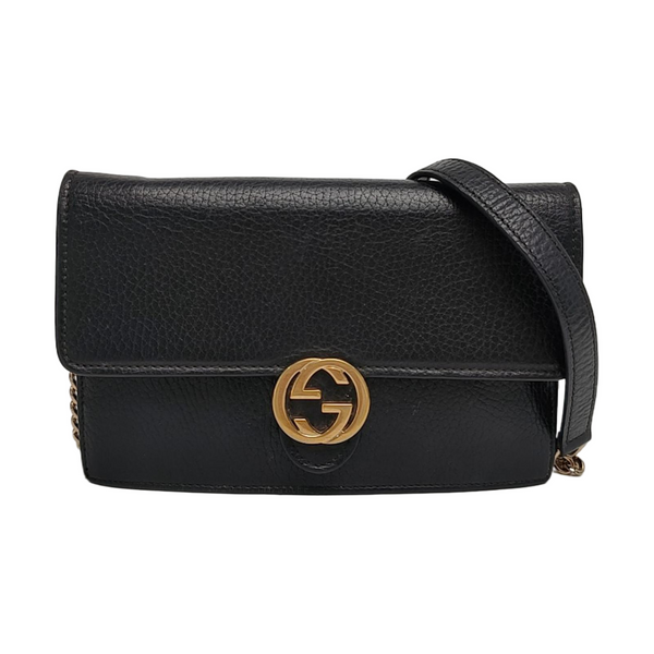 Authenticated pre-owned Interlocking G Calfskin Black - Shoulder Bag at Looply