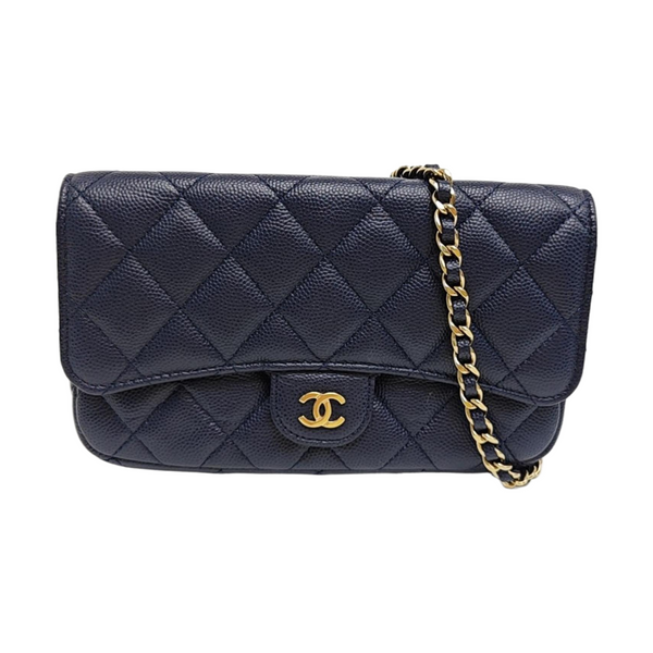 CLASSIC FLAP Mini Quilted Grained Calfskin Blue