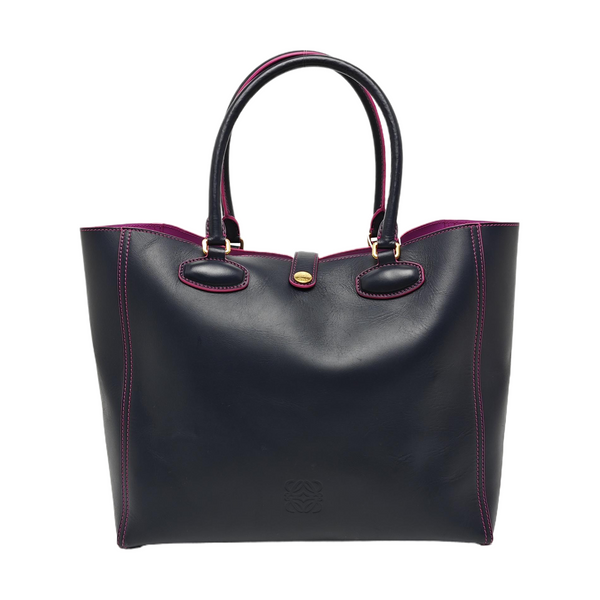 Leather Tote Bag Blue