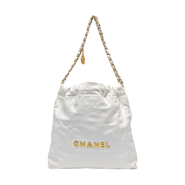 CHANEL 22 Small Quilted Calfskin White