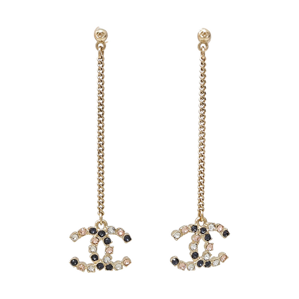 CC Logo Metal Gold Stud Earrings