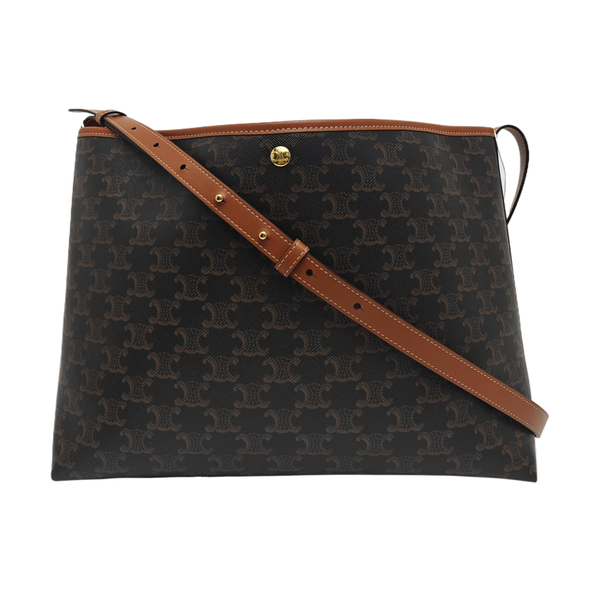 Coated Canvas Shoulder Bag Brown