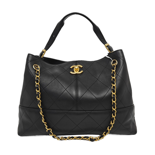 Quilted Calfskin Tote Bag Black