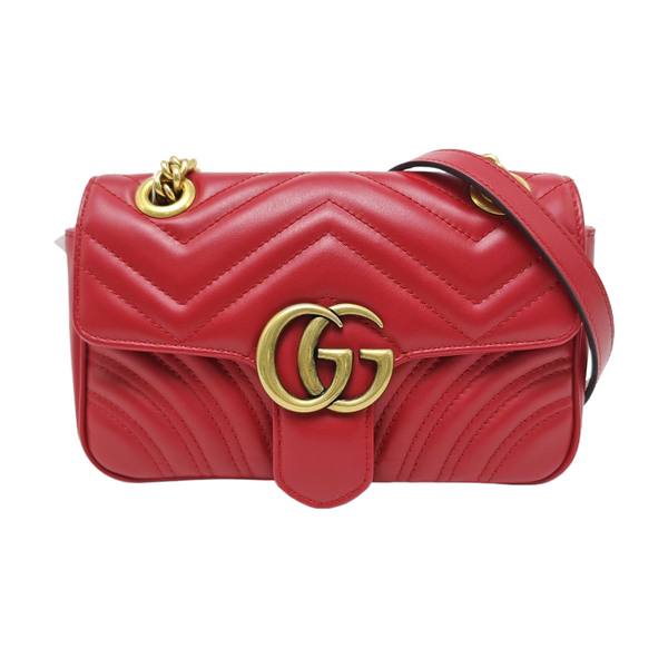 GG Marmont Small Quilted Calfskin Red