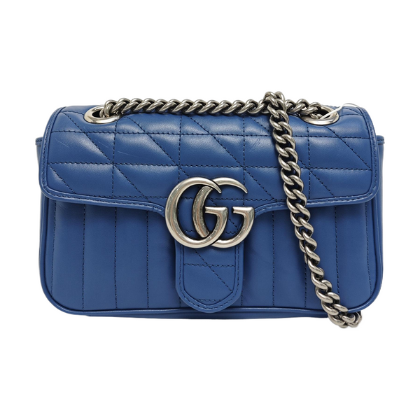 GG Marmont Small Quilted Calfskin Blue