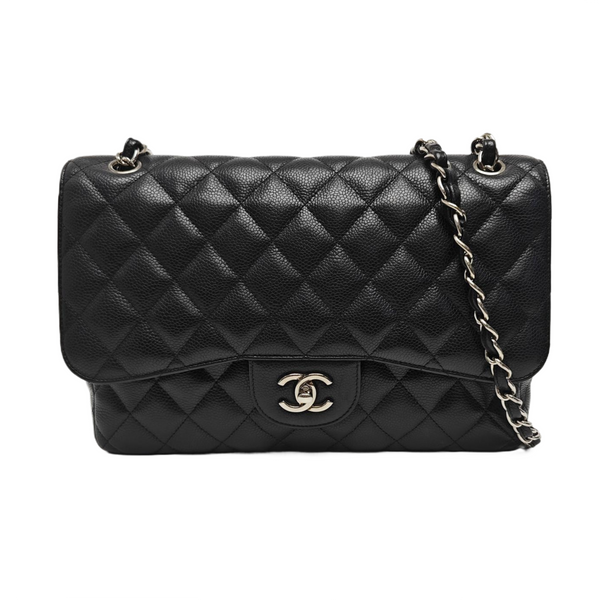 CLASSIC FLAP Jumbo Quilted Grained Calfskin Black