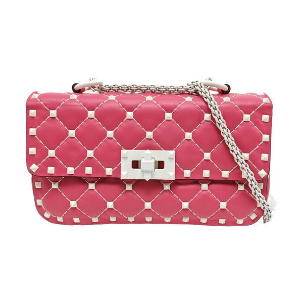 Spike Up Small Quilted Lambskin Pink