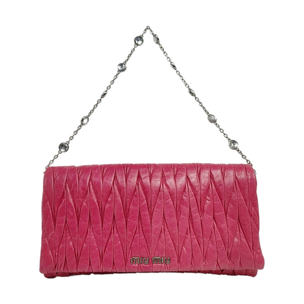 Button Wallet Quilted Lambskin Red