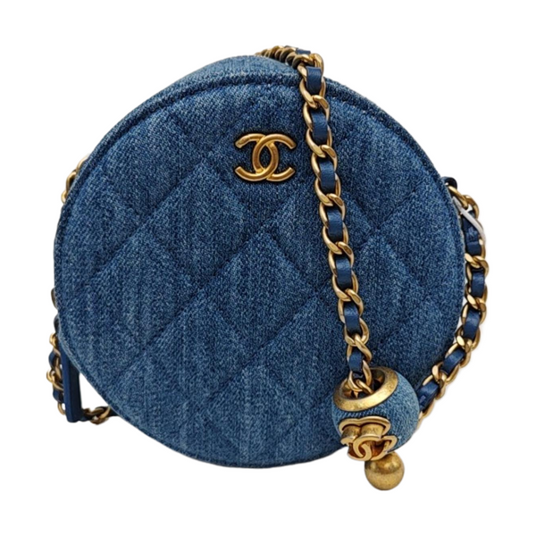 ROUND Quilted Grained Calfskin Blue