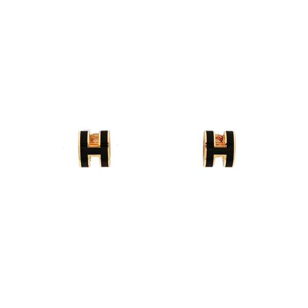 Pop H Metal Black Stud Earrings